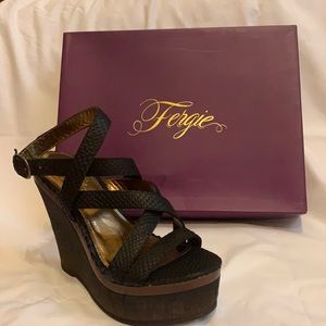 Black wedge sandals